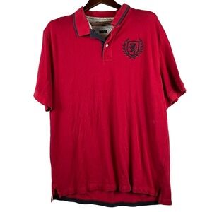 Tommy Hilfiger Mens XXL Red Polo Shirt Crest Logo Custom Fit Cotton Classic TH